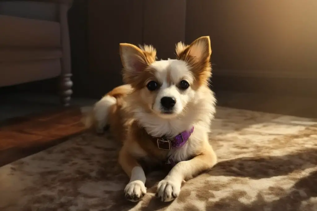 Whippet Pomeranian Mix Inside On Rug