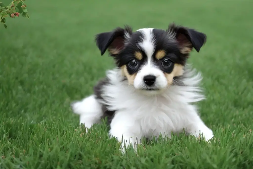 Whippet Pomeranian Mix Puppy Outside on Grass